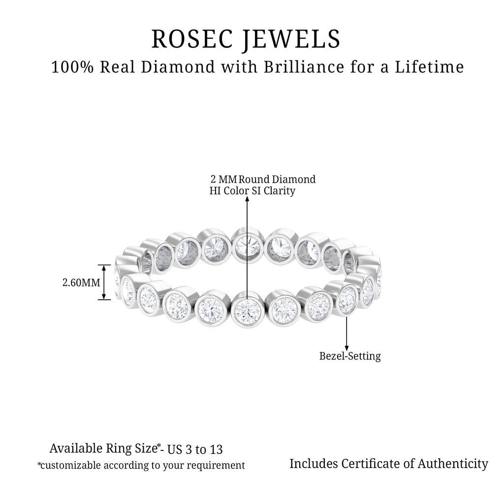 Real Diamond Eternity Ring in Bezel Setting Diamond - ( HI-SI ) - Color and Clarity - Rosec Jewels