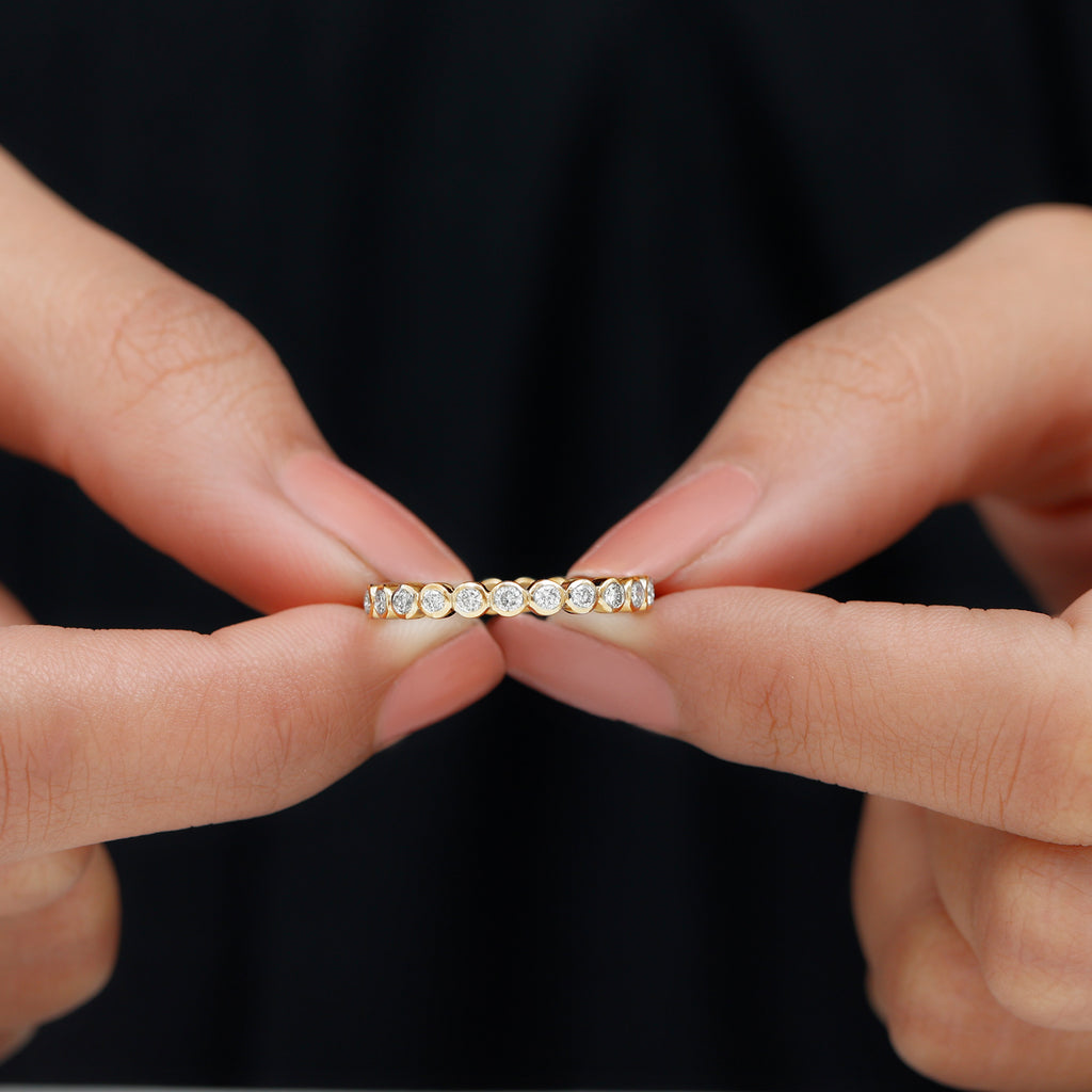 Real Diamond Eternity Ring in Bezel Setting Diamond - ( HI-SI ) - Color and Clarity - Rosec Jewels