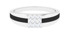Certified Real Diamond Mens Engagement Band with Black Enamel Natural - ( HI-SI ) - Rosec Jewels