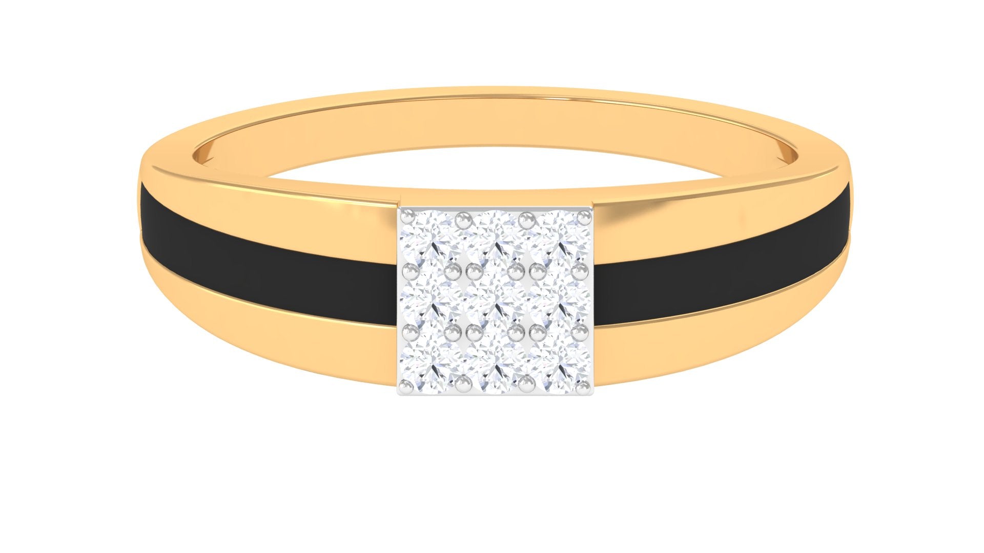 Certified Real Diamond Mens Engagement Band with Black Enamel Natural - ( HI-SI ) - Rosec Jewels