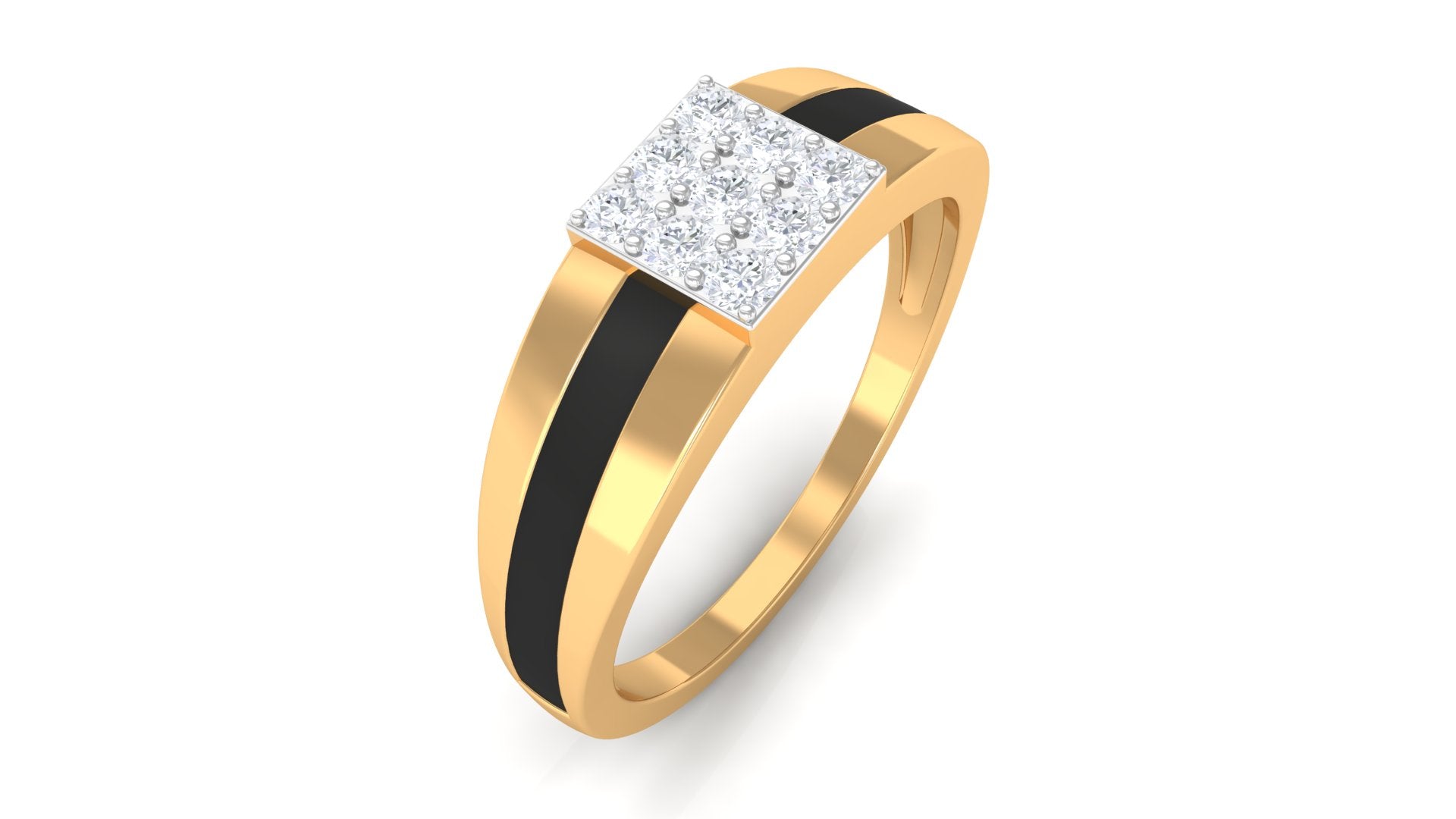 Certified Real Diamond Mens Engagement Band with Black Enamel Natural - ( HI-SI ) - Rosec Jewels