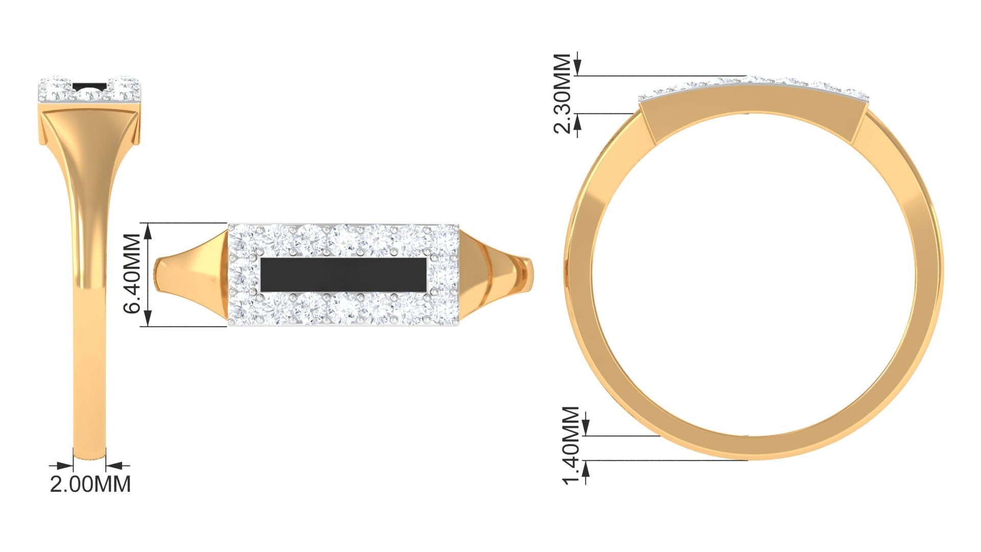 Rosec Jewels-Natural Mens Diamond Band Ring with Black Enamel