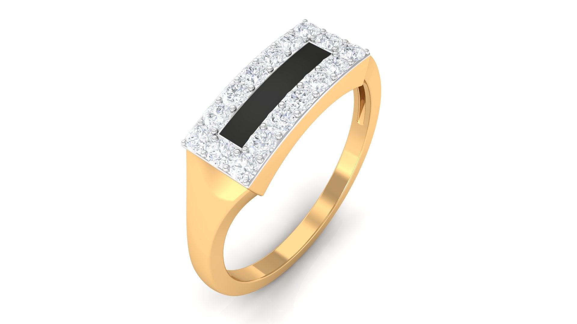 Rosec Jewels-Natural Mens Diamond Band Ring with Black Enamel