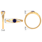 Bezel Set Blue Sapphire and Diamond Engagement Ring for Men AAA - Rosec Jewels