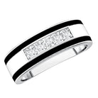 Certified Real Diamond Wedding Band with Black Enamel Natural - ( HI-SI ) - Rosec Jewels