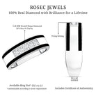 Certified Real Diamond Wedding Band with Black Enamel Natural - ( HI-SI ) - Rosec Jewels