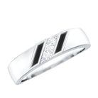 Natural Mens Diamond Wedding Band with Black Enamel Natural - ( HI-SI ) - Rosec Jewels