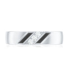Natural Mens Diamond Wedding Band with Black Enamel Natural - ( HI-SI ) - Rosec Jewels