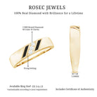 Natural Mens Diamond Wedding Band with Black Enamel Natural - ( HI-SI ) - Rosec Jewels