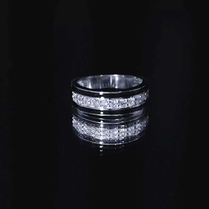 Rosec Jewels-Natural Diamond and Enamel Wedding Band for Men