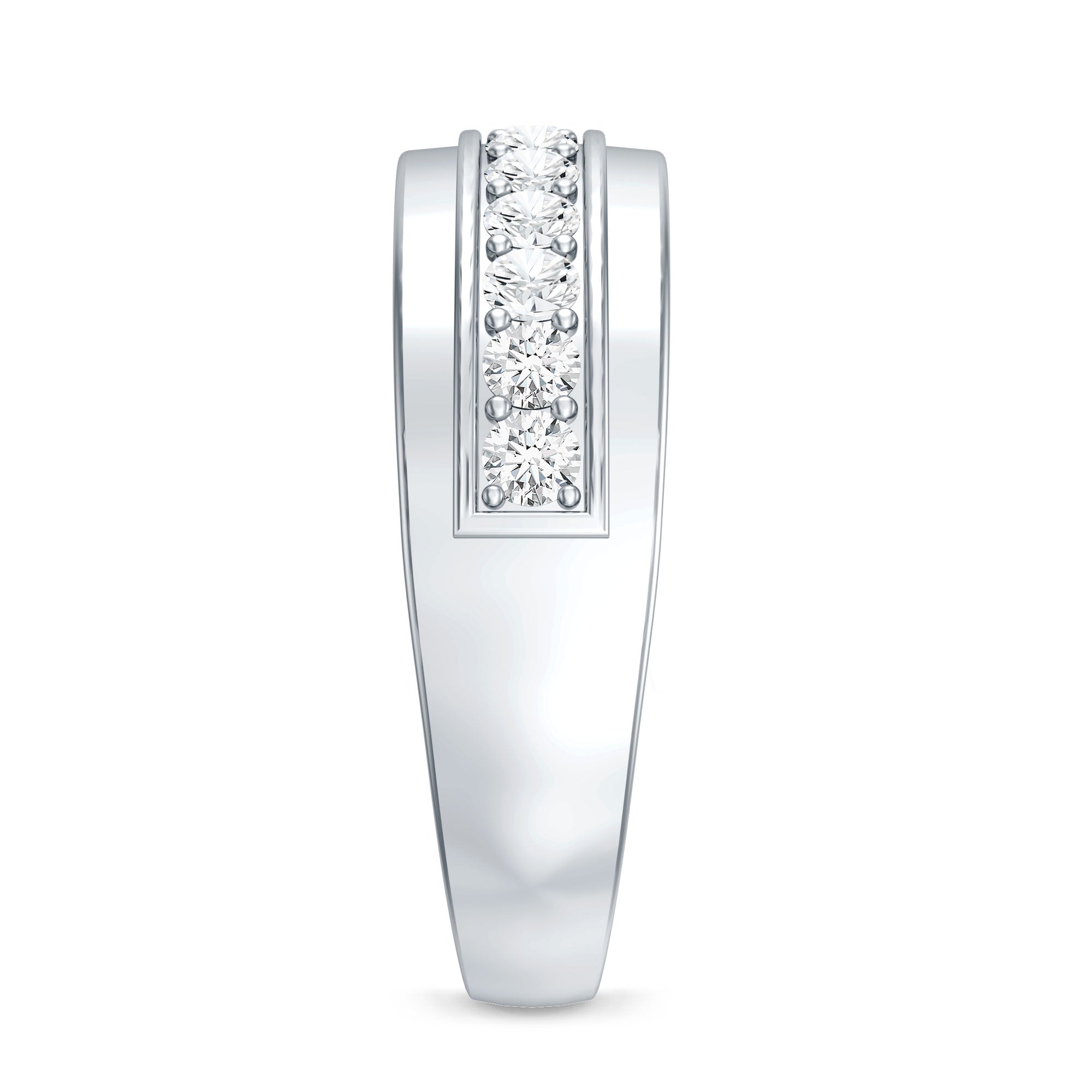 Lab Grown Diamond Half Eternity Mens Wedding Band Lab - ( EF-VS ) - Rosec Jewels