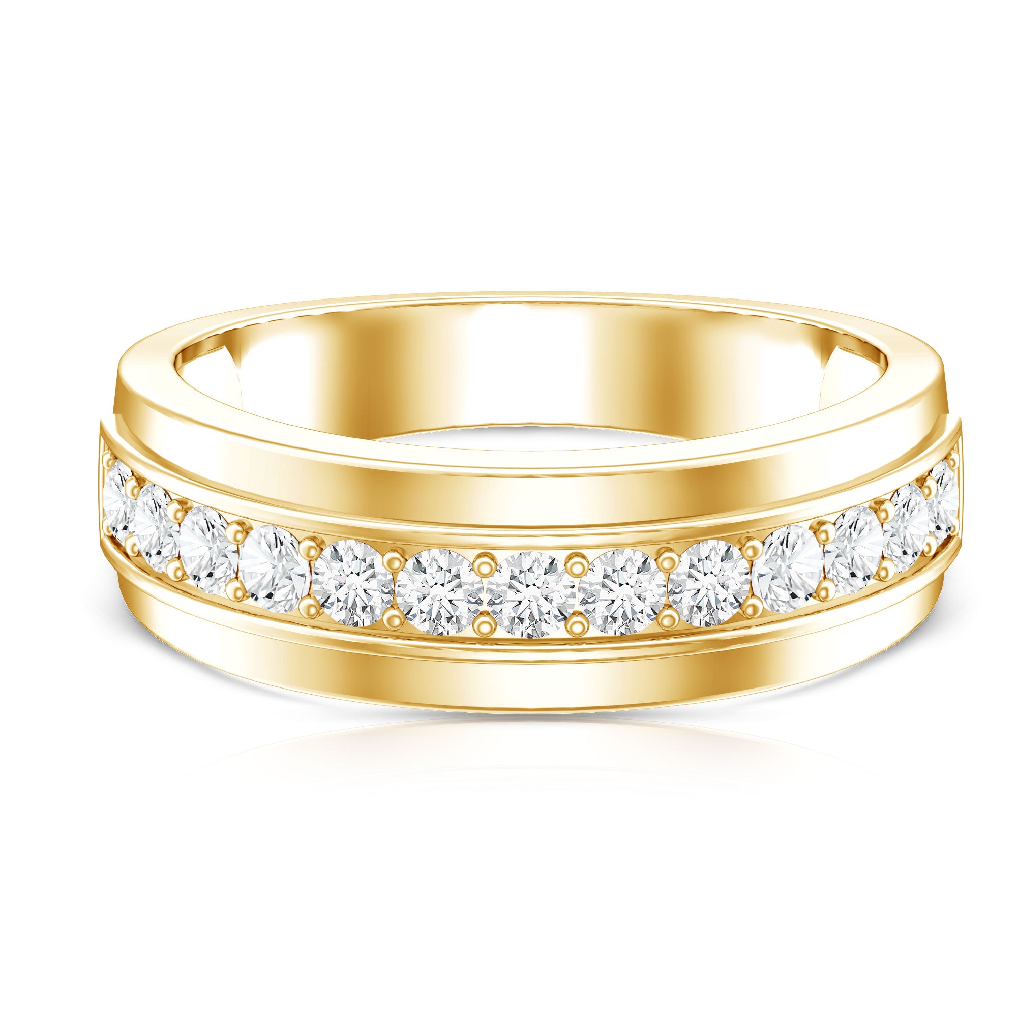 Lab Grown Diamond Half Eternity Mens Wedding Band Lab - ( EF-VS ) - Rosec Jewels