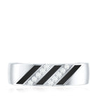 Certified Diamond Enamel Wedding Band Natural - ( HI-SI ) - Rosec Jewels