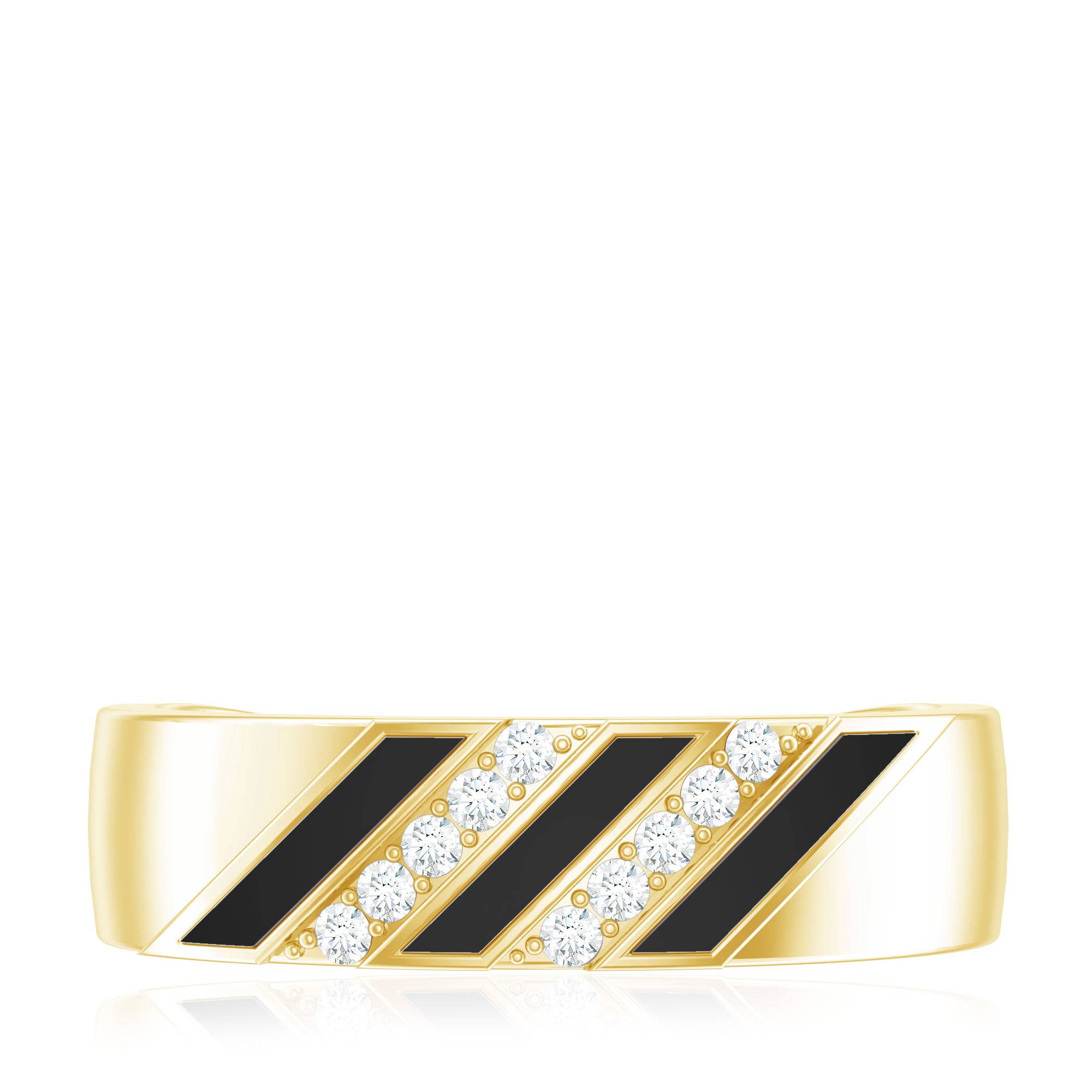 Certified Diamond Enamel Wedding Band Natural - ( HI-SI ) - Rosec Jewels