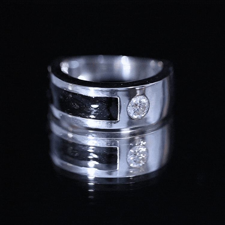 Classic Moissanite Mens Wedding Band with Black Enamel D-VS1 - Rosec Jewels