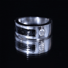 Classic Moissanite Mens Wedding Band with Black Enamel D-VS1 - Rosec Jewels