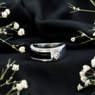 Classic Moissanite Mens Wedding Band with Black Enamel D-VS1 - Rosec Jewels