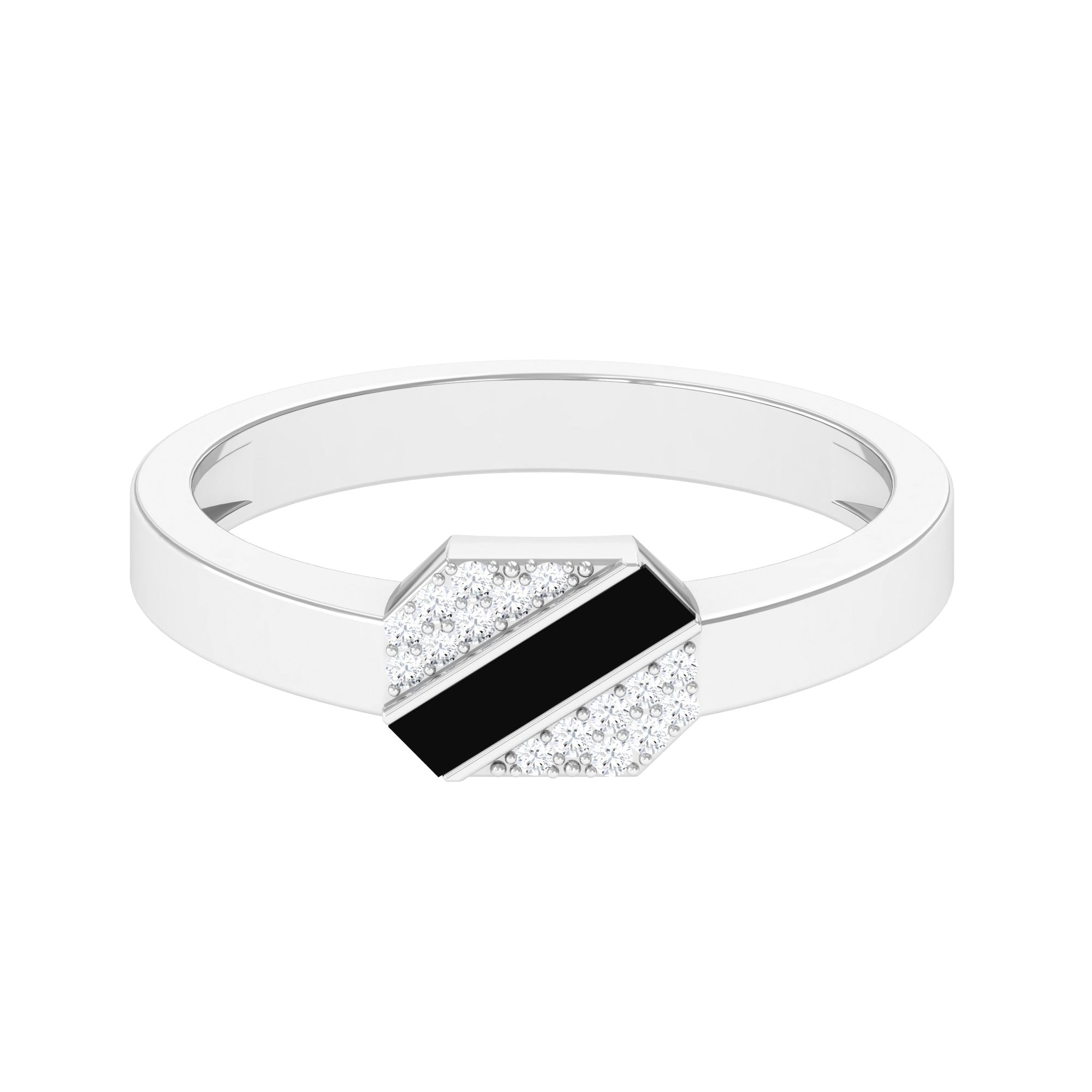 Certified Natural Diamond Mens Engagement Ring with Black Enamel Natural - ( HI-SI ) - Rosec Jewels