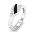 Certified Natural Diamond Mens Engagement Ring with Black Enamel Natural - ( HI-SI ) - Rosec Jewels
