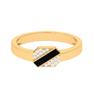 Certified Natural Diamond Mens Engagement Ring with Black Enamel Natural - ( HI-SI ) - Rosec Jewels