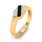 Certified Natural Diamond Mens Engagement Ring with Black Enamel Natural - ( HI-SI ) - Rosec Jewels