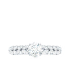 Round Shape Moissanite Engagement Ring with Marquise Side Stones D-VS1 - Rosec Jewels