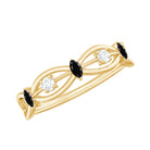 Certified Lab Grown Black Diamond Promise Ring with White Diamond AAAA ( Synthetic ) - Rosec Jewels