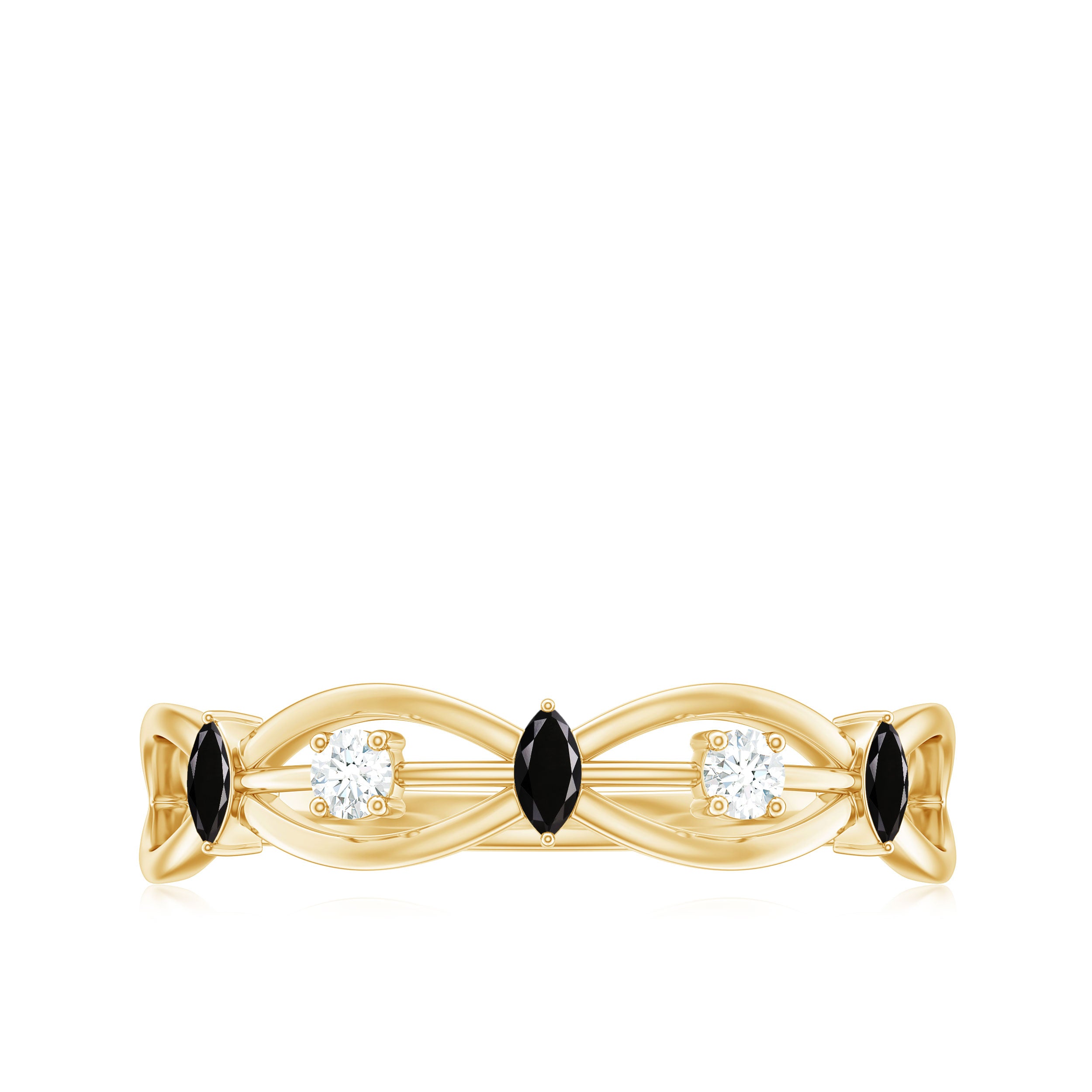 Certified Lab Grown Black Diamond Promise Ring with White Diamond AAAA ( Synthetic ) - Rosec Jewels