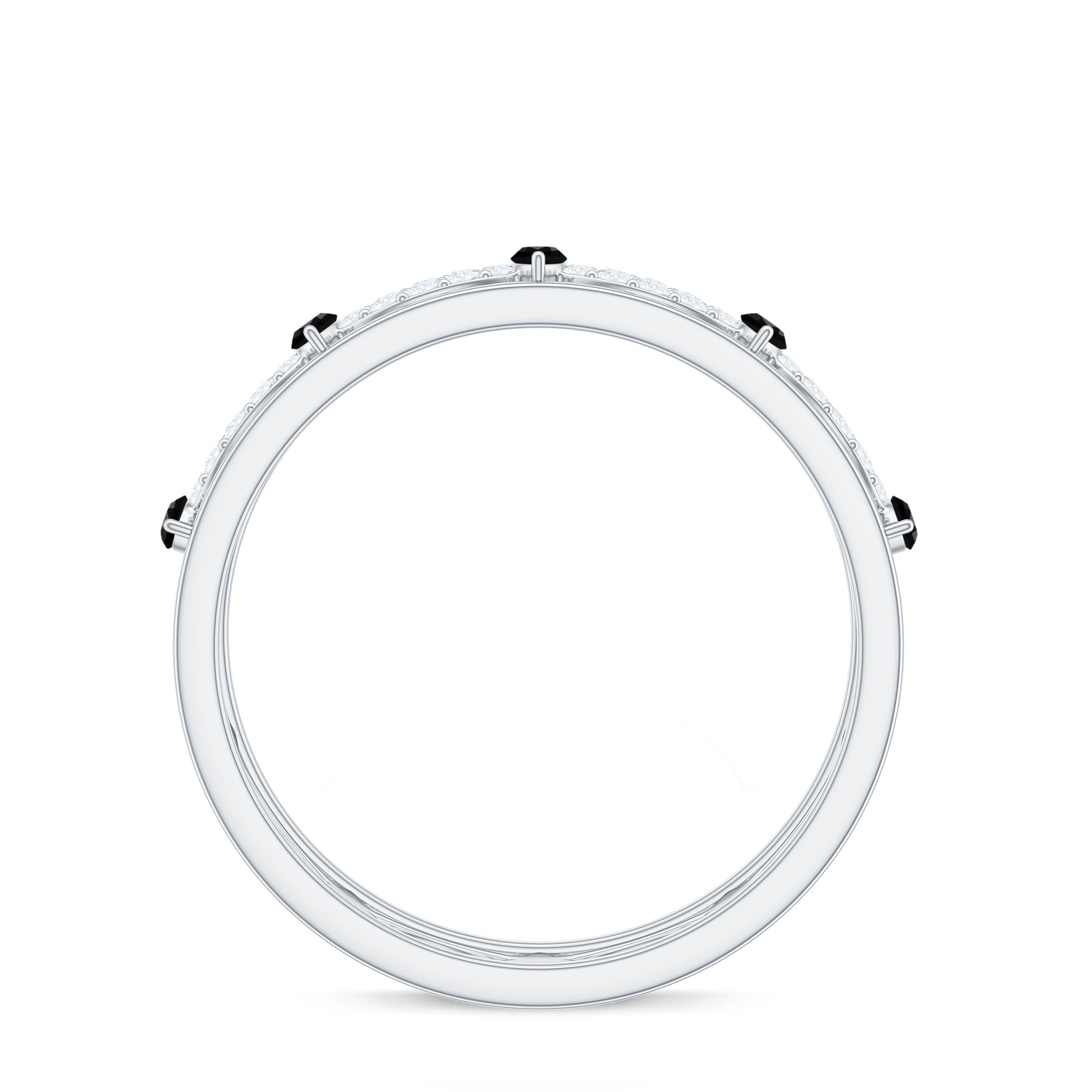 Certified Lab Grown Black and White Diamond Infinity Band Ring AAAA ( Synthetic ) - Rosec Jewels