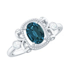 Rosec Jewels-London Blue Topaz and Diamond Art Deco Engagement Ring