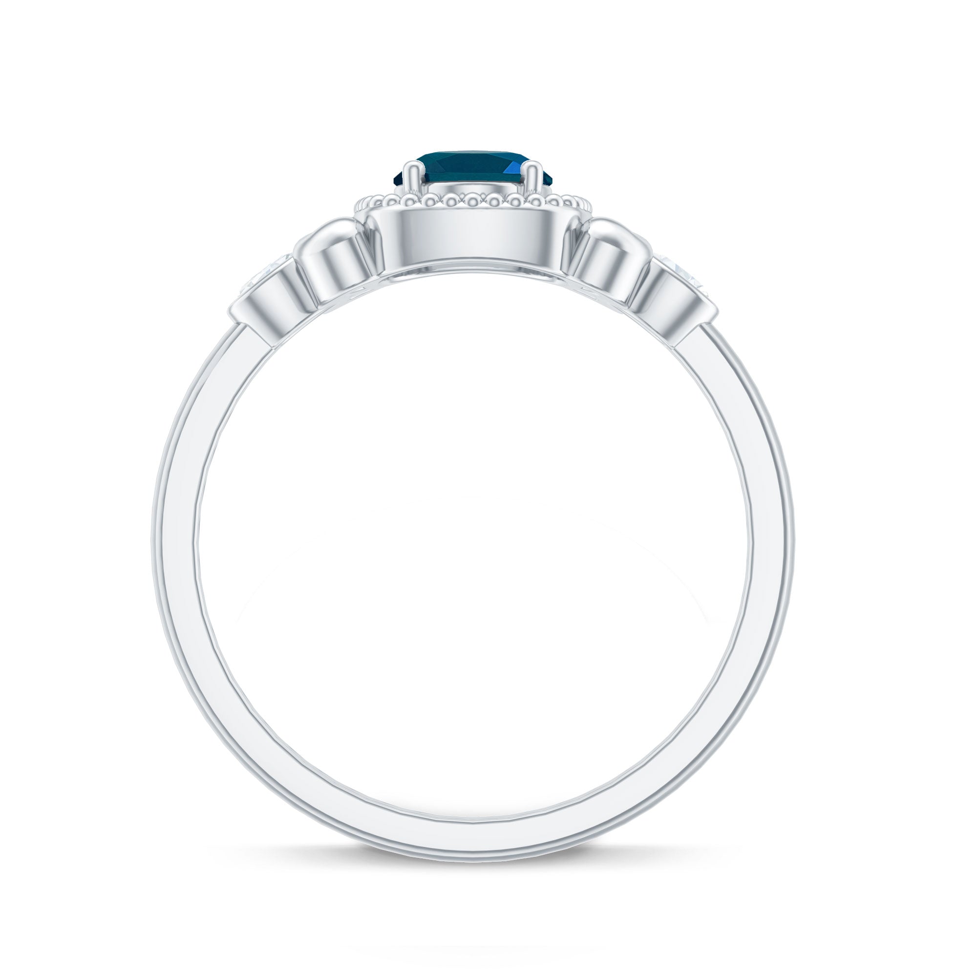 Rosec Jewels-London Blue Topaz and Diamond Art Deco Engagement Ring