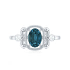 Rosec Jewels-London Blue Topaz and Diamond Art Deco Engagement Ring