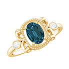 Rosec Jewels-London Blue Topaz and Diamond Art Deco Engagement Ring