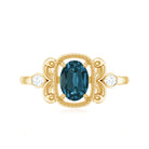 Rosec Jewels-London Blue Topaz and Diamond Art Deco Engagement Ring