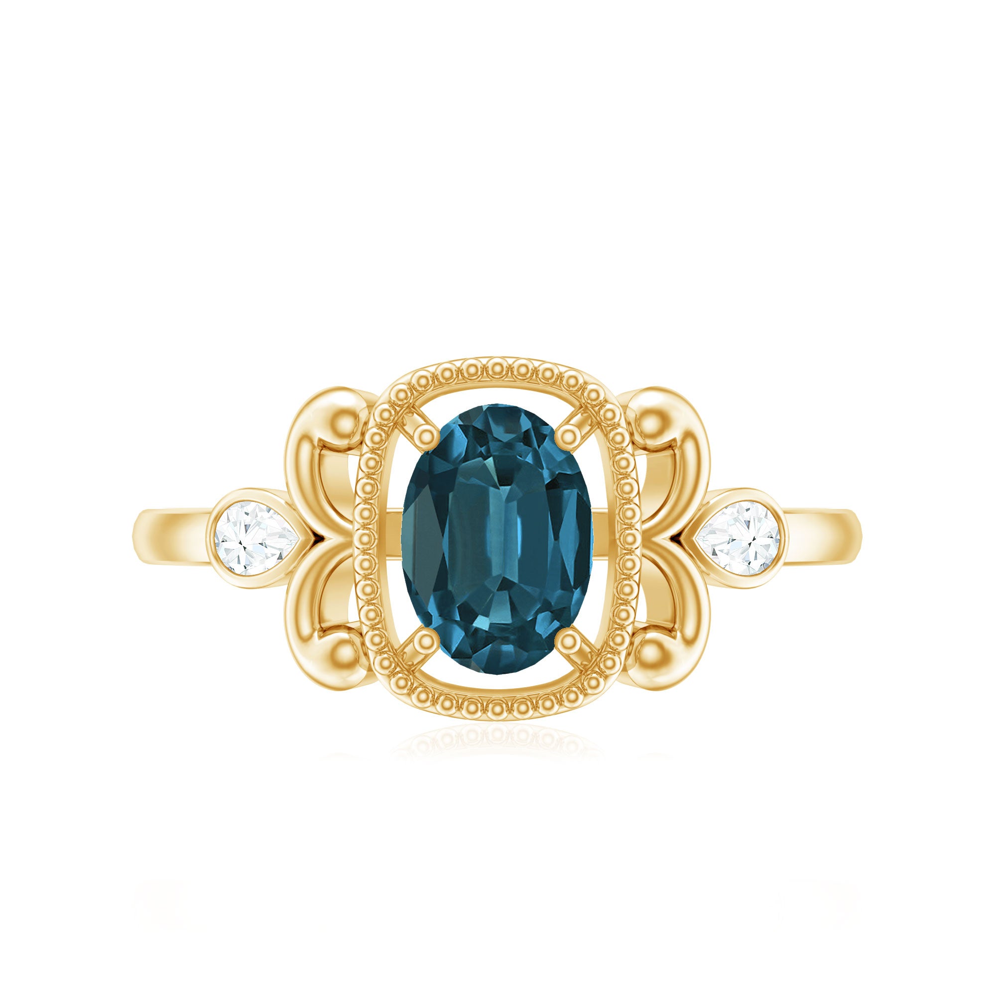 Rosec Jewels-London Blue Topaz and Diamond Art Deco Engagement Ring