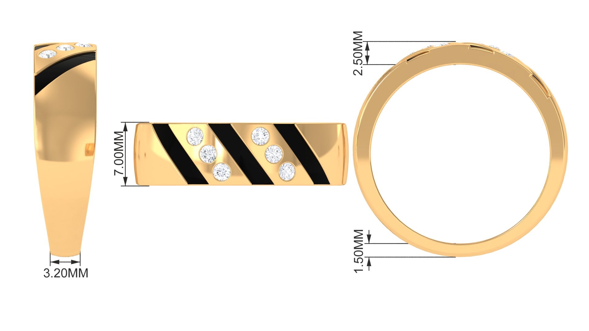 Rosec Jewels-Natural Diamond Mens Wedding Band with Black Enamel