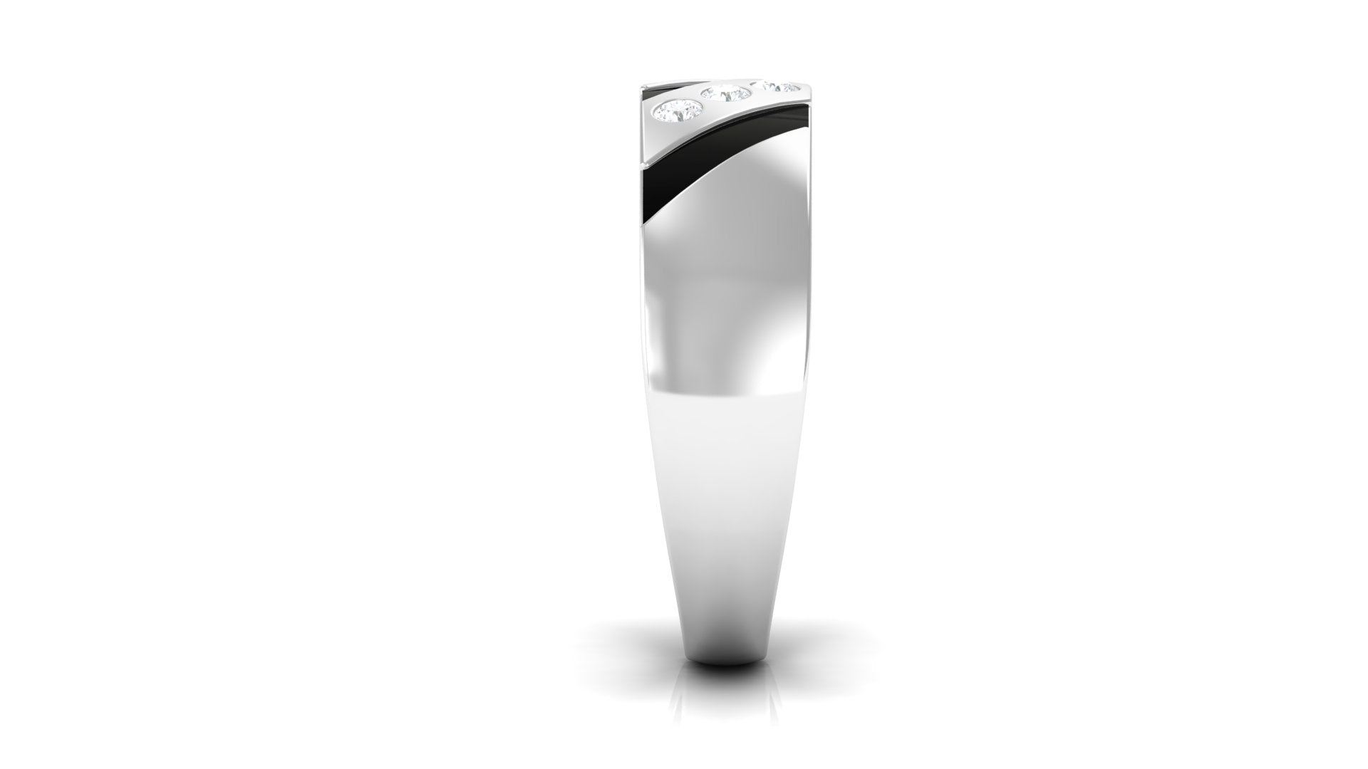 Rosec Jewels-Natural Diamond Mens Wedding Band with Black Enamel