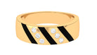 Rosec Jewels-Natural Diamond Mens Wedding Band with Black Enamel