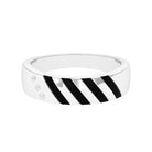 Real Diamond Enamel Band Ring in Flush Setting Natural - ( HI-SI ) - Rosec Jewels
