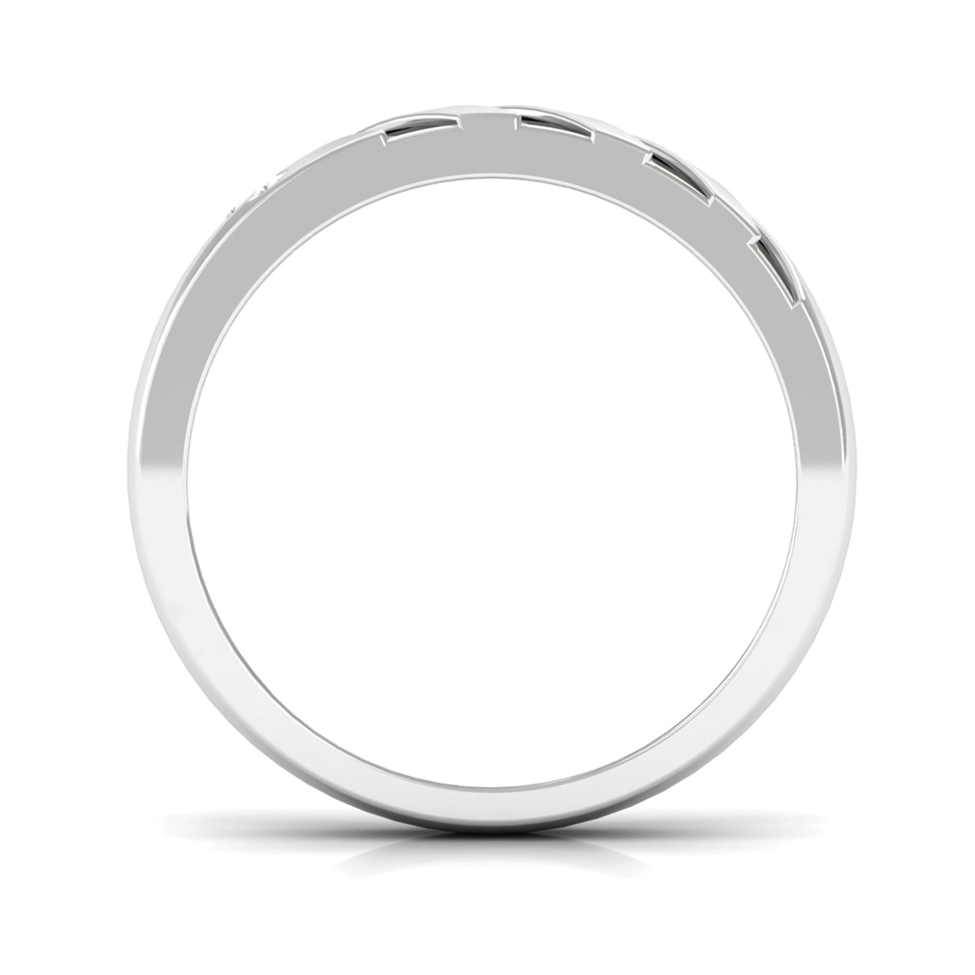 Real Diamond Enamel Band Ring in Flush Setting Natural - ( HI-SI ) - Rosec Jewels