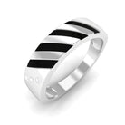 Real Diamond Enamel Band Ring in Flush Setting Natural - ( HI-SI ) - Rosec Jewels