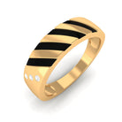 Real Diamond Enamel Band Ring in Flush Setting Natural - ( HI-SI ) - Rosec Jewels