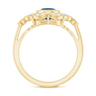 Real Oval London Blue Topaz Vintage Engagement Ring with Diamond AAA - Rosec Jewels