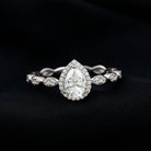 Rosec Jewels-Moissanite Teardrop Engagement Ring with Scalloped Shank