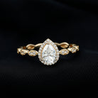 Rosec Jewels-Moissanite Teardrop Engagement Ring with Scalloped Shank