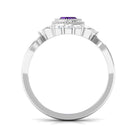Vintage Inspired 1 Carat Amethyst Oval Engagement Ring with Diamond AAA - Rosec Jewels