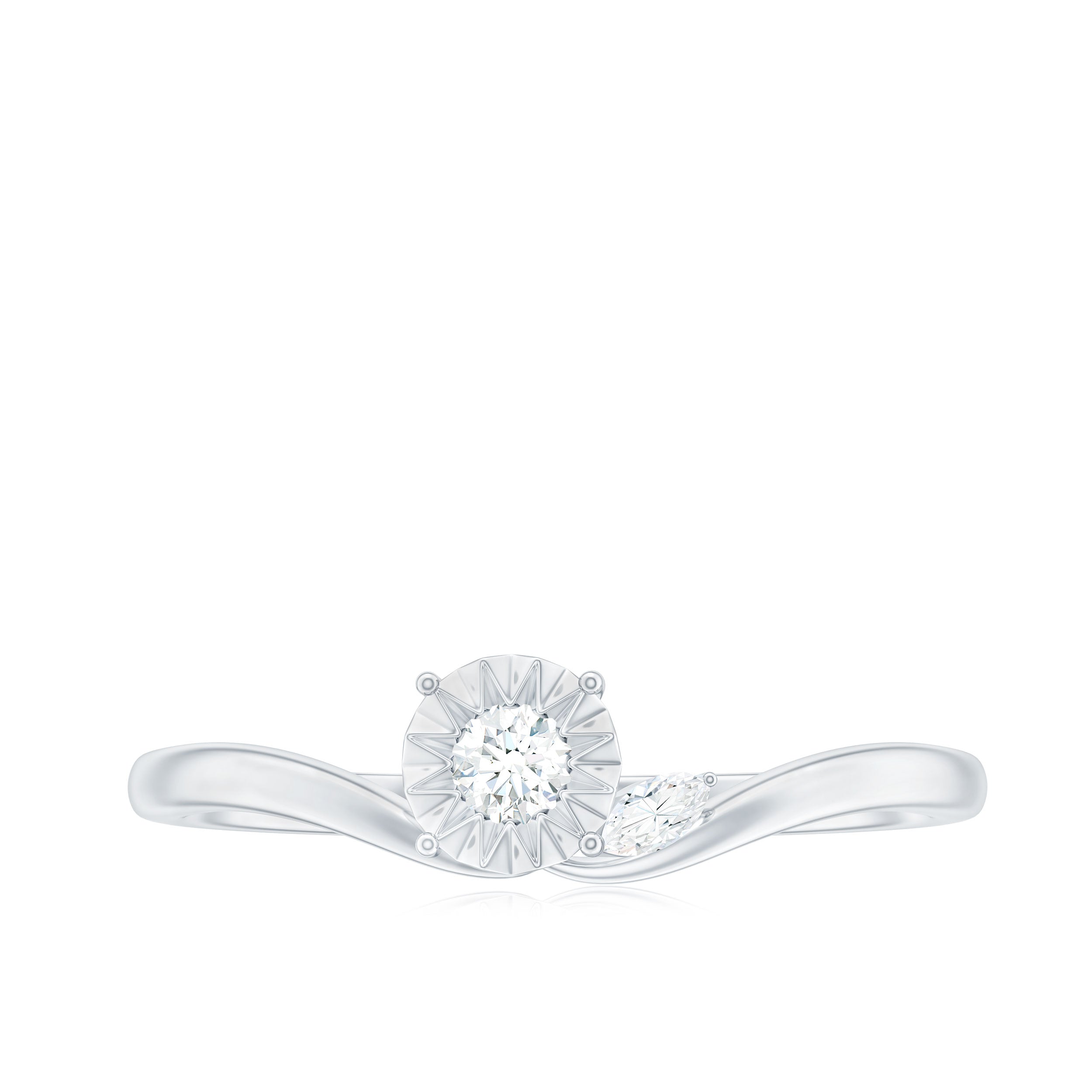 Certified Real Diamond Curved Promise Ring Natural - ( HI-SI ) - Rosec Jewels