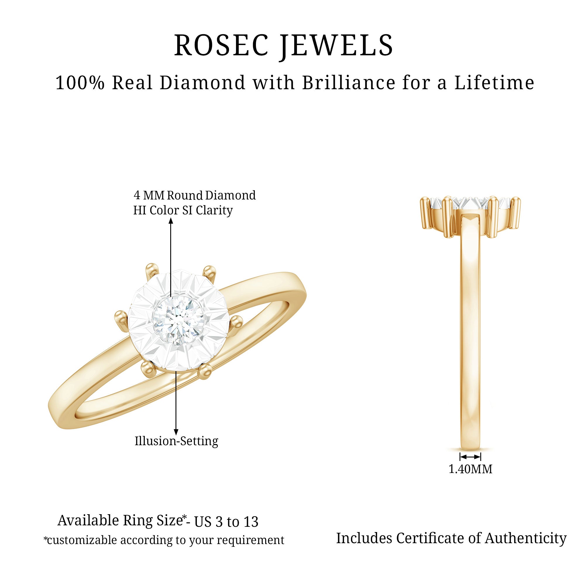 Rosec Jewels-Natural Diamond Promise Ring in Illusion Setting