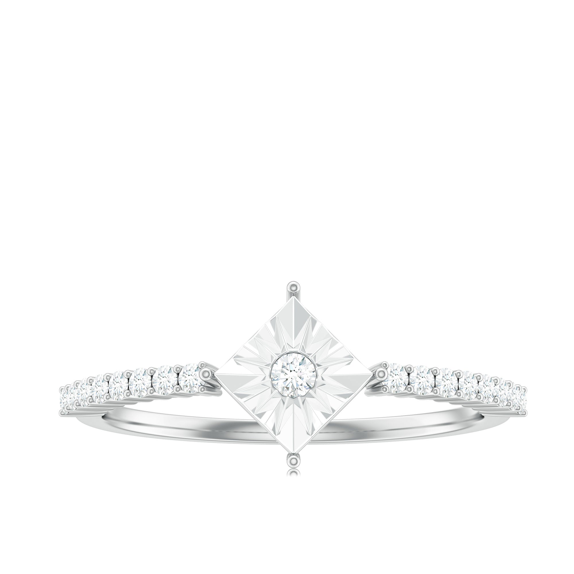 Rosec Jewels-Genuine Diamond Promise Ring in Illusion Setting