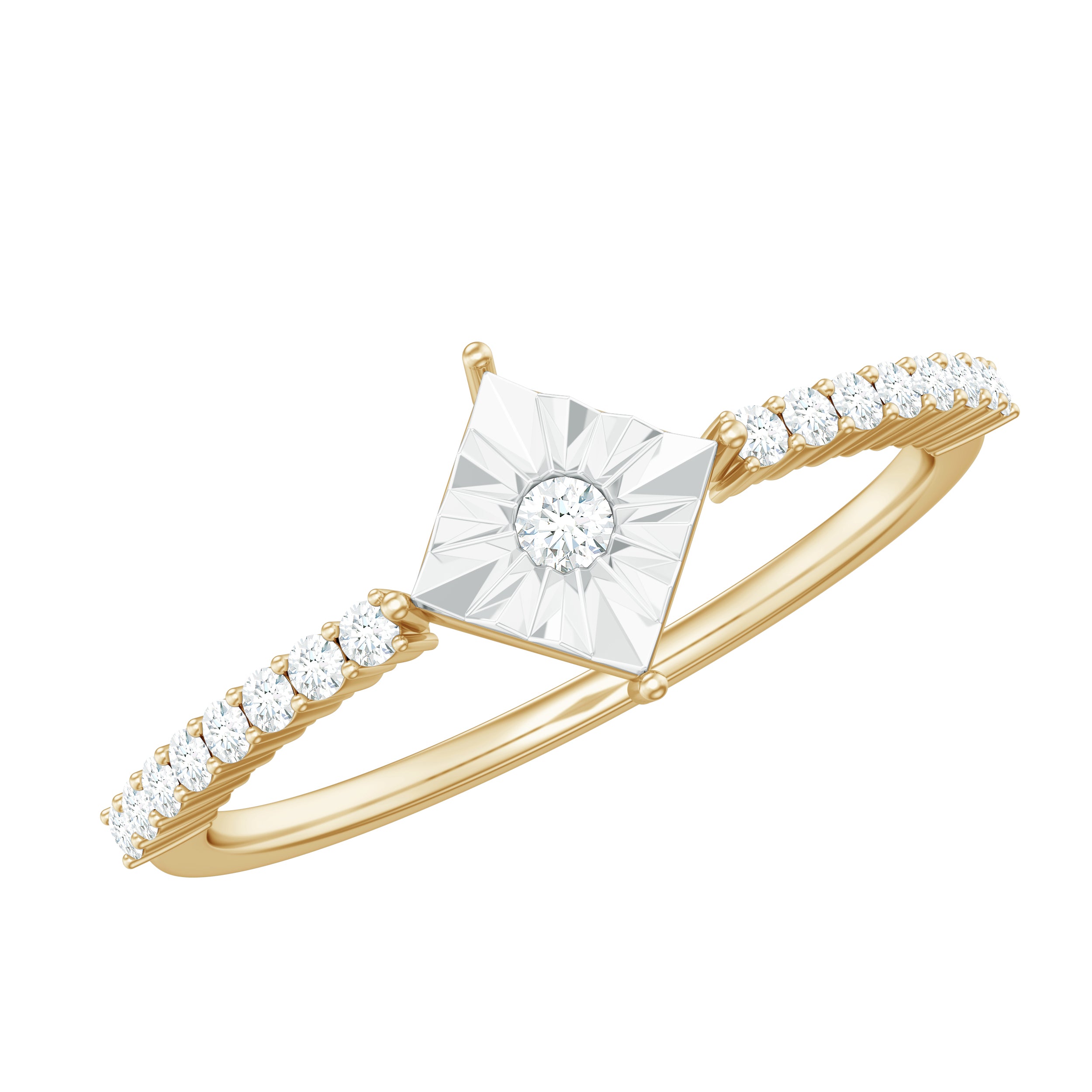 Rosec Jewels-Genuine Diamond Promise Ring in Illusion Setting